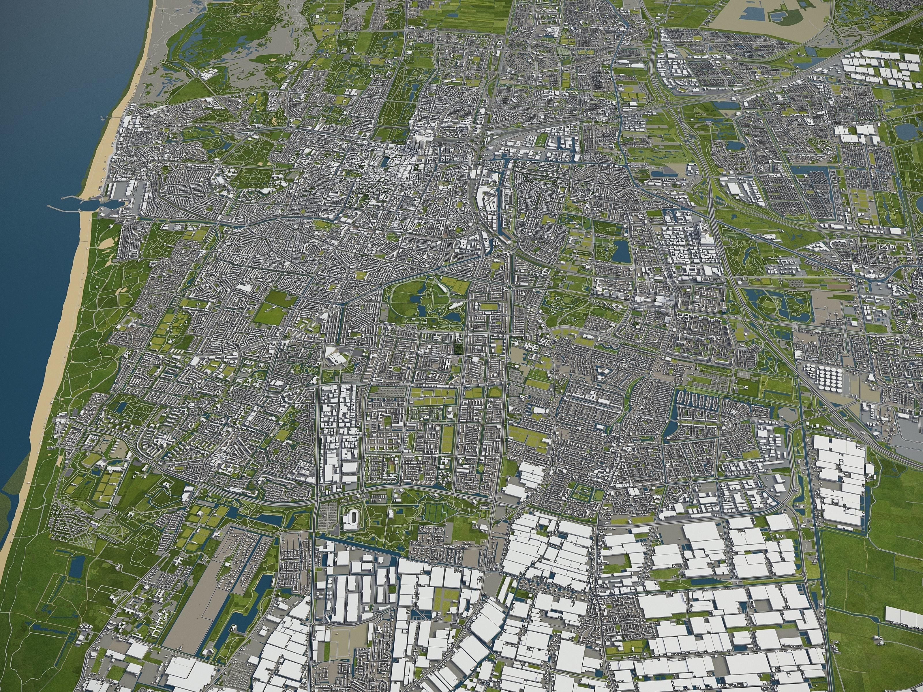 South Holland - full region Low-poly 3D model_8