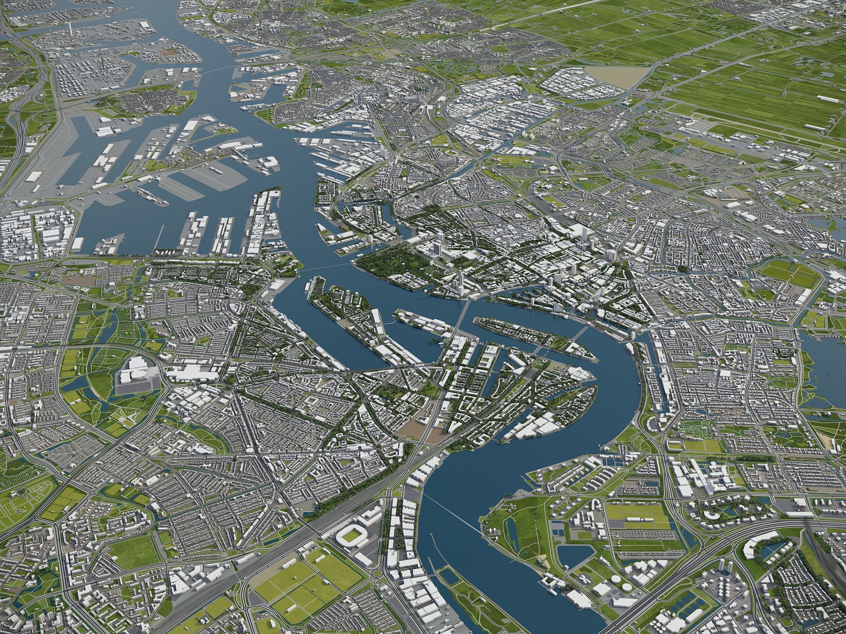South Holland - full region Low-poly 3D model_17