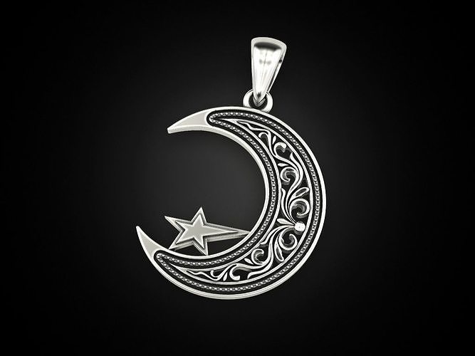 Pendant Star and Crescent 2 3D print model