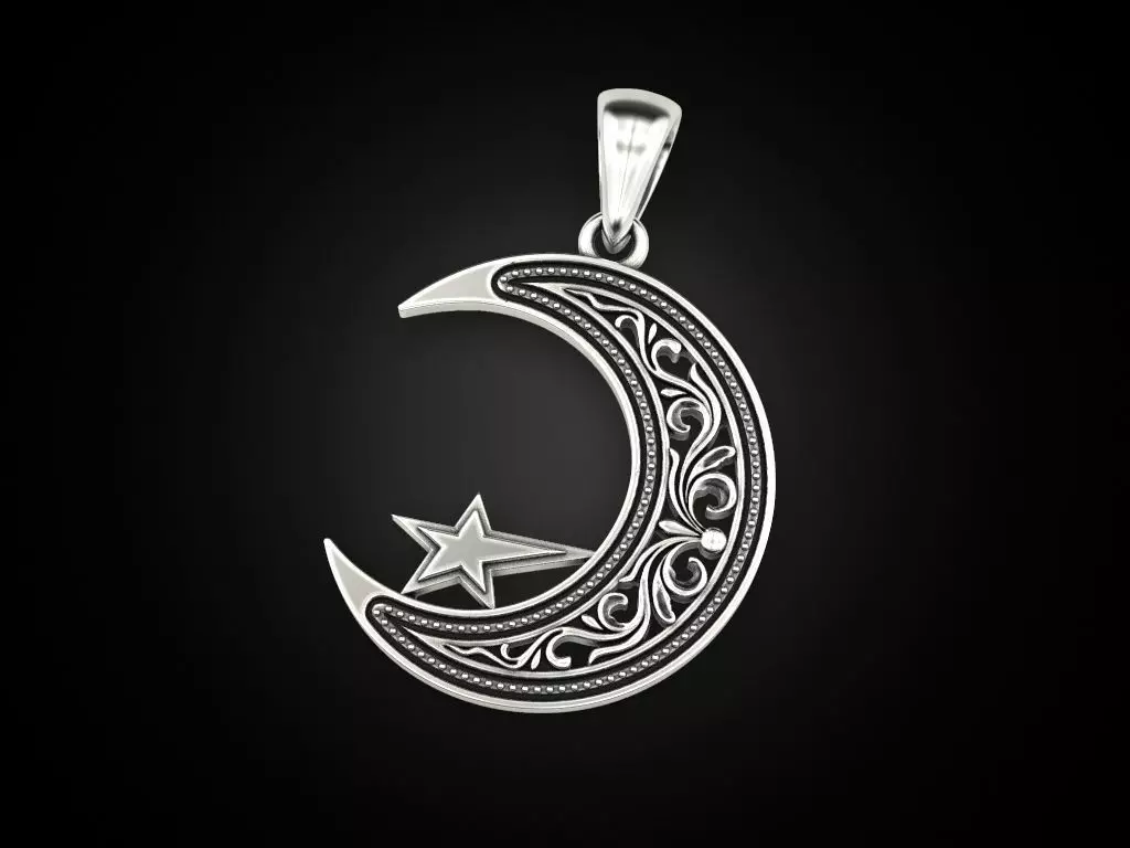 Pendant Star and Crescent 2 3D print model