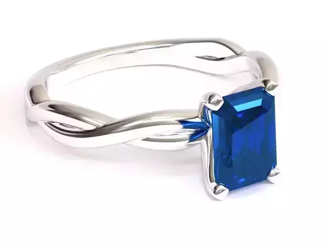 Twisted Rope Solitaire Engagement Ring Emerald