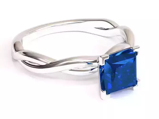 Twisted Rope Solitaire Engagement Ring Princess 3D print model