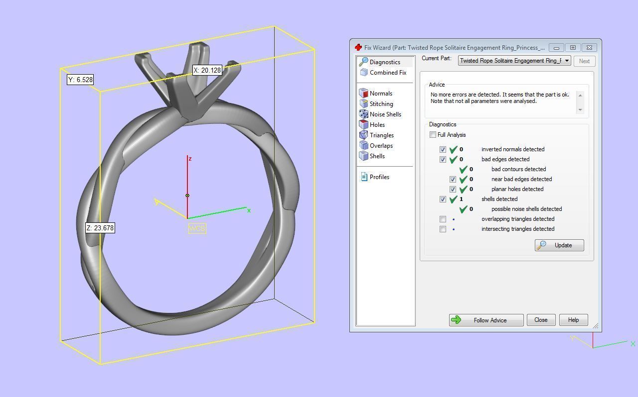Twisted Rope Solitaire Engagement Ring Princess 3D print model_4