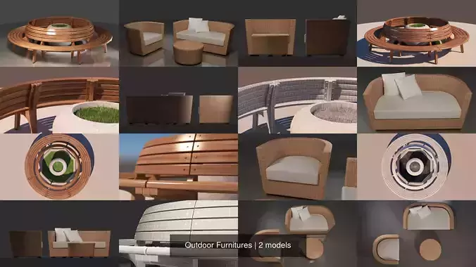 Outdoor Furnitures 3D Model Collection