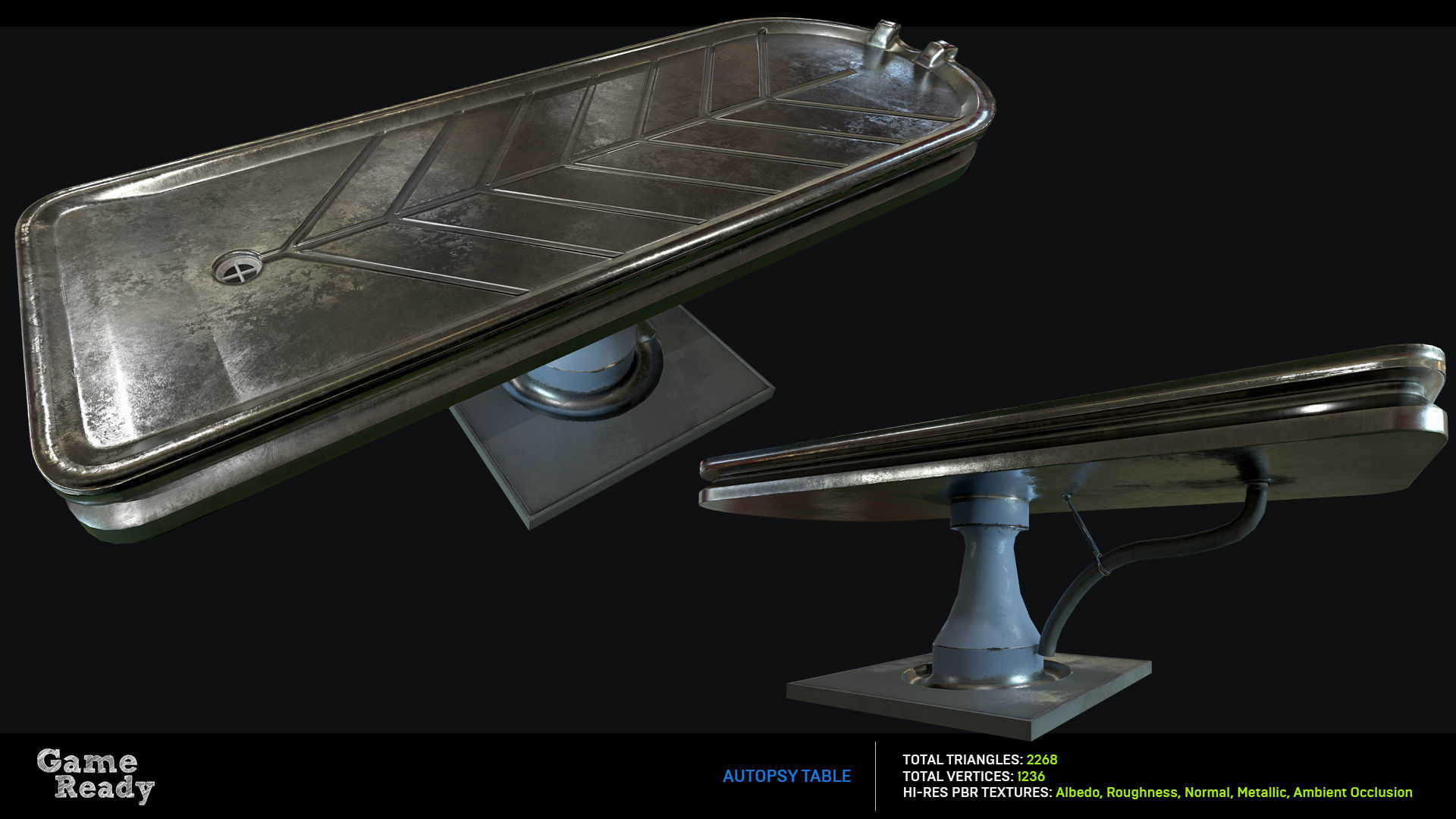Morgue Autopsy Table Low-poly 3D model_1
