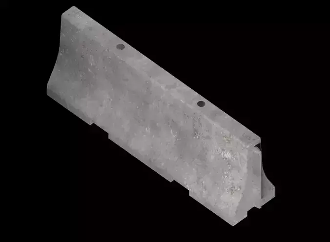 Concrete roadblock barricade Low-poly 3D model