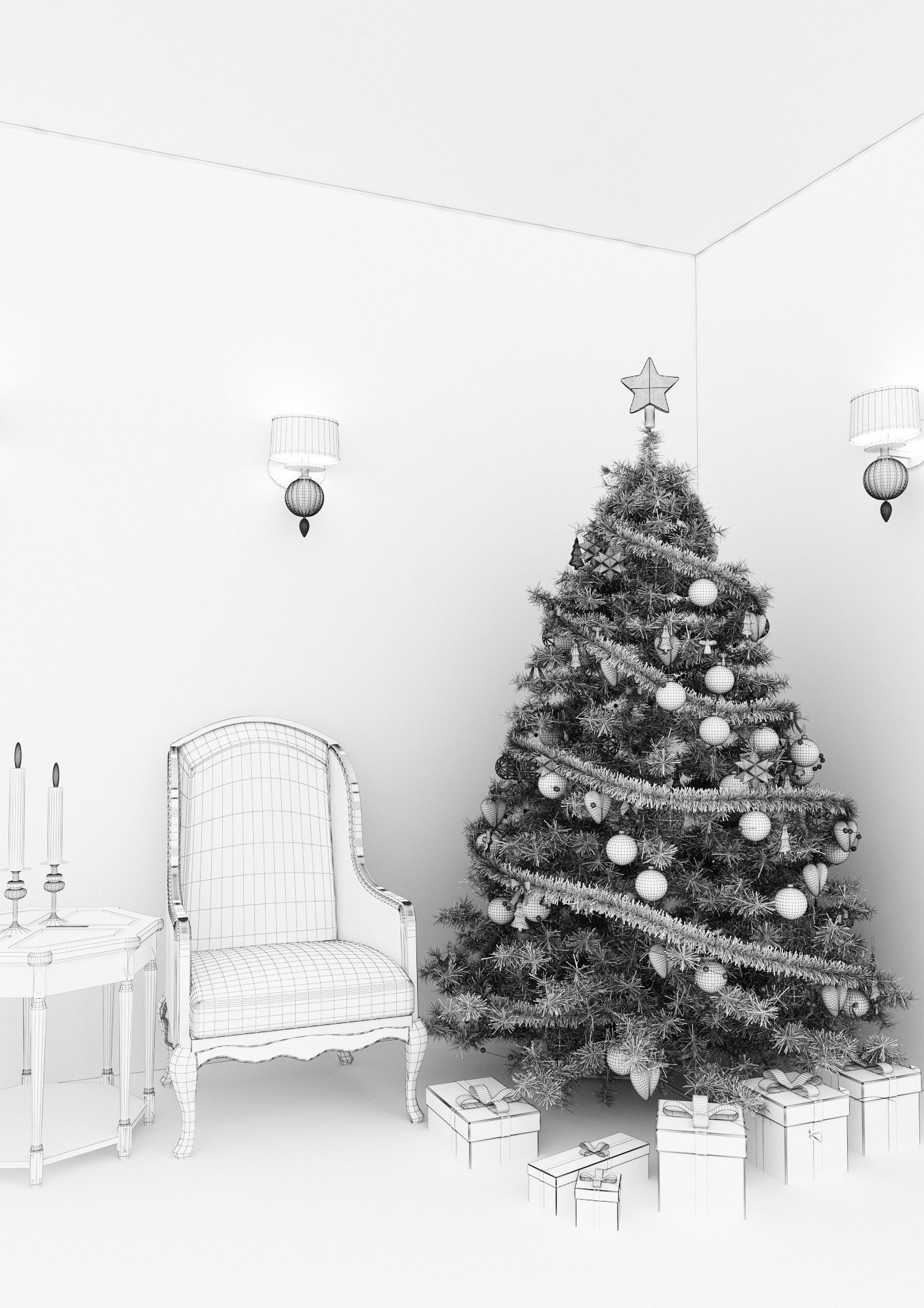 Christmas tree purple 3D model_4