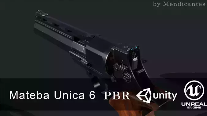 Unica 6 revolver Low-poly 3D model