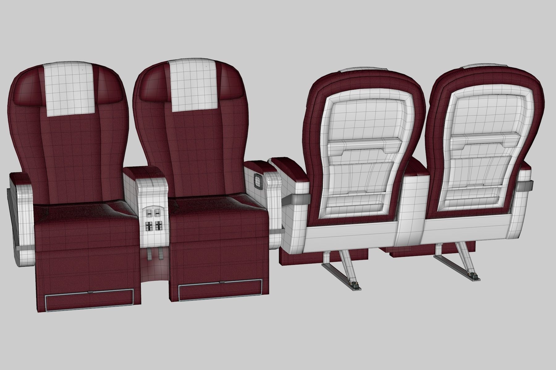 Airplane Chair Premium Class Low-poly 3D model_18