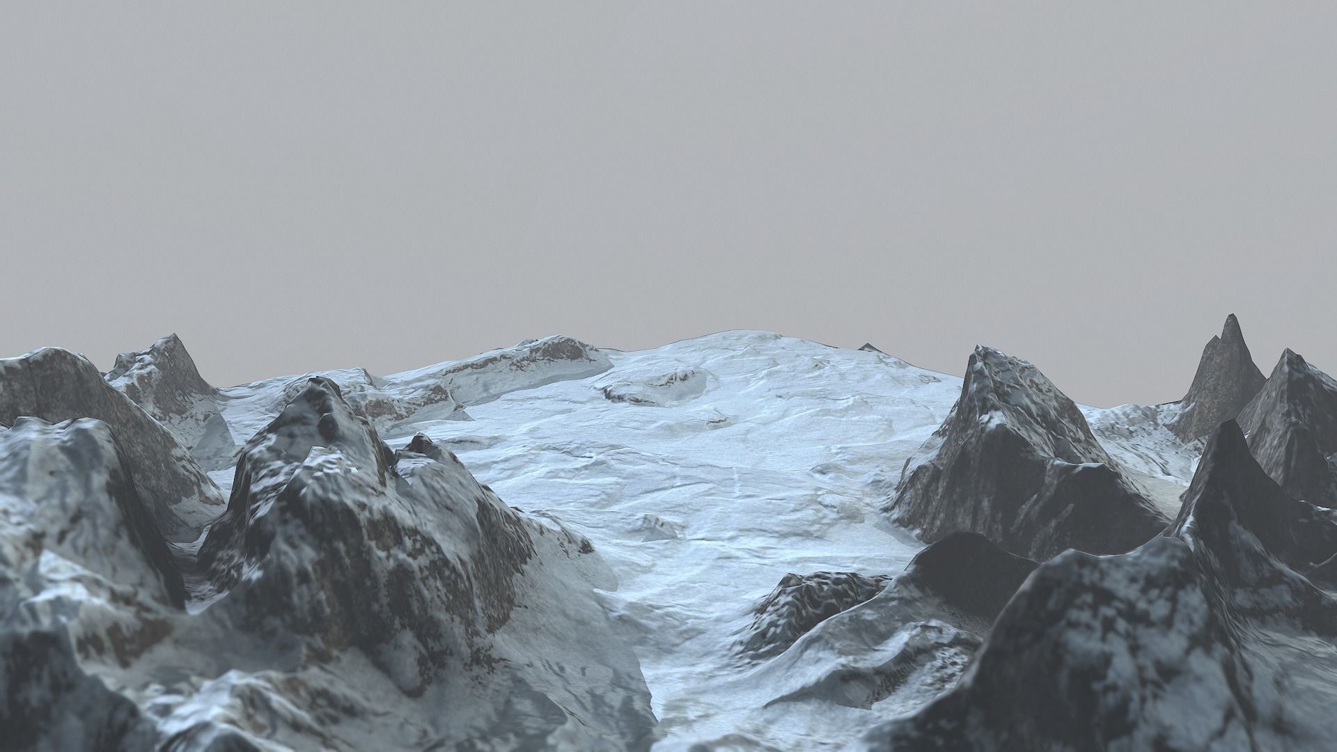 Rock Terrain under the Snow Low-poly 3D model_3