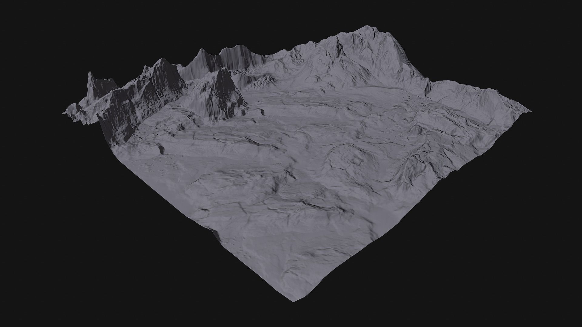 Rock Terrain under the Snow Low-poly 3D model_6