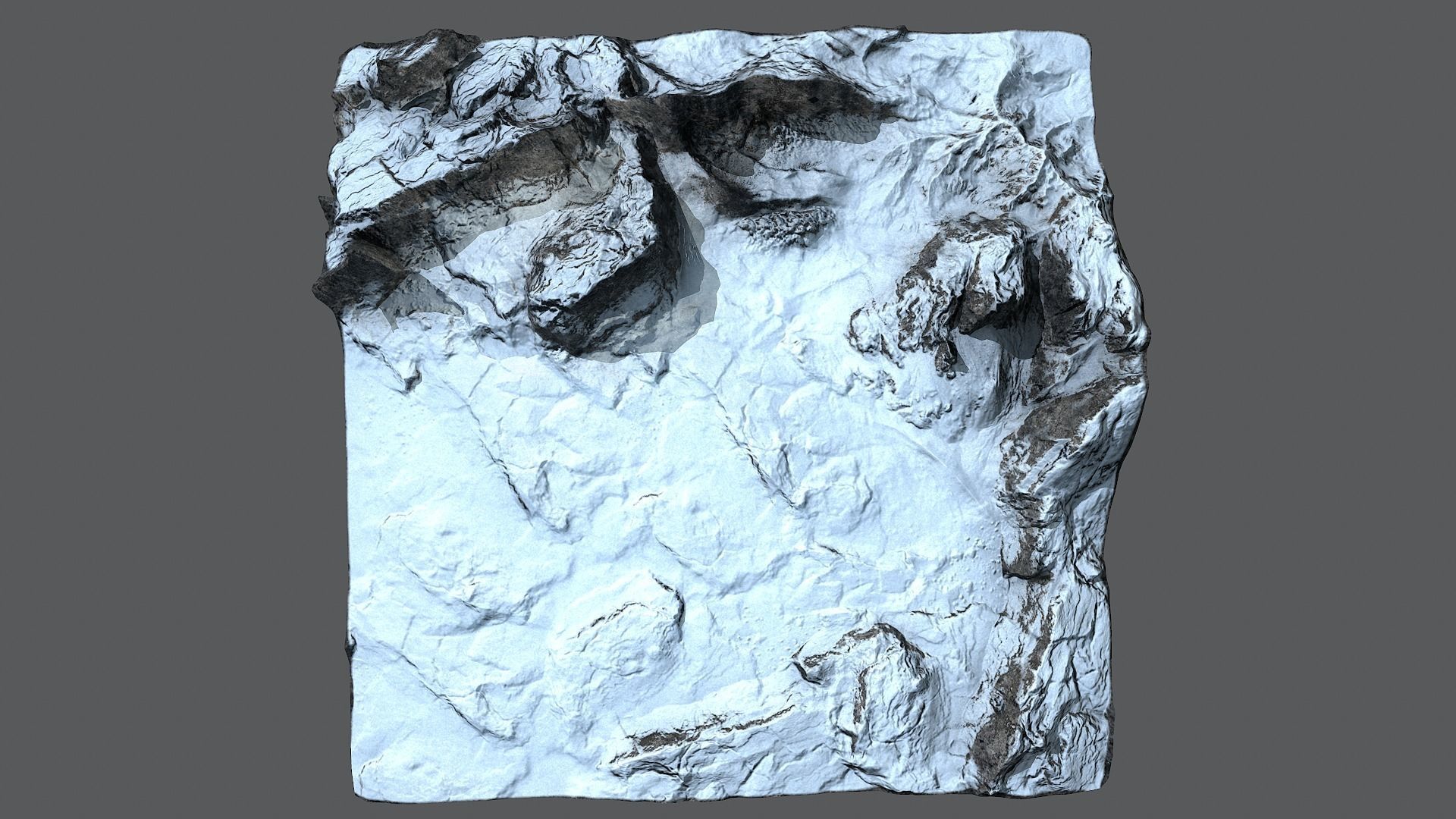 Rock Terrain under the Snow Low-poly 3D model_5