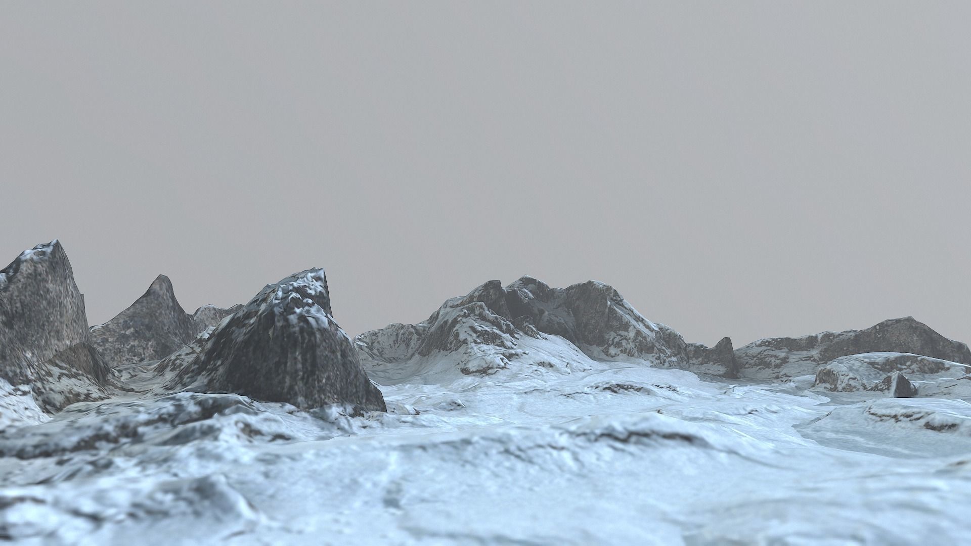 Rock Terrain under the Snow Low-poly 3D model_2
