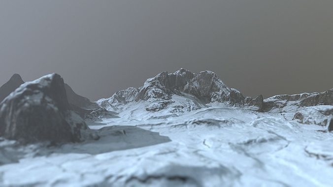 Rock Terrain under the Snow Low-poly 3D model