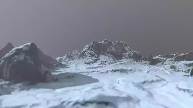 Rock Terrain under the Snow Low-poly 3D model