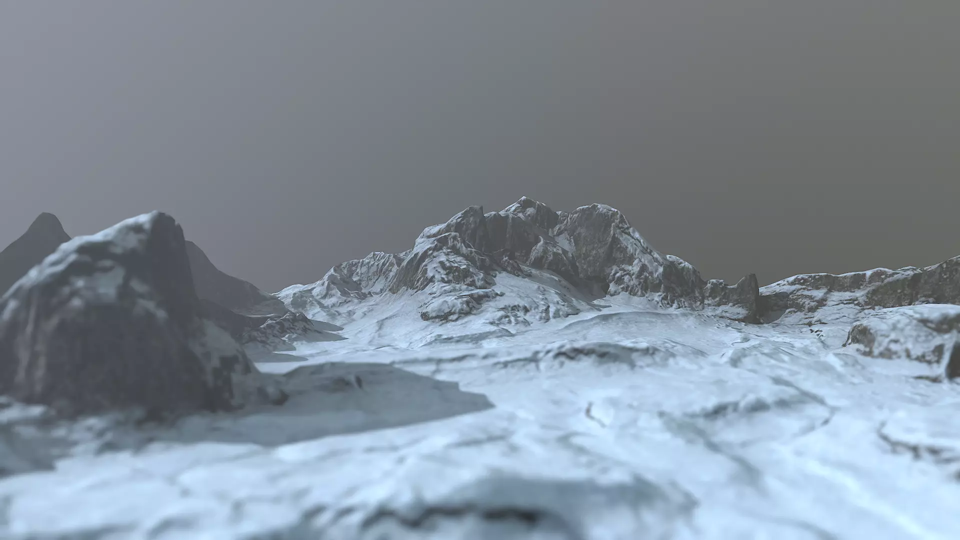 Rock Terrain under the Snow Low-poly 3D model_0