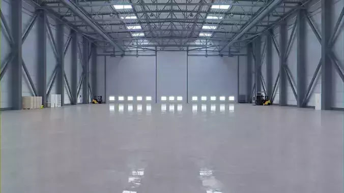 Airplane Hangar Interior 3 Low-poly 3D model