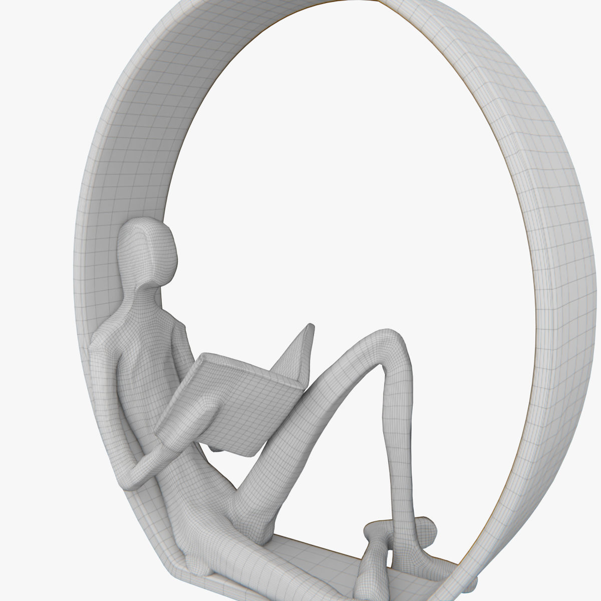 Danya B Encircled Reader Iron Sculpture 3D model_6
