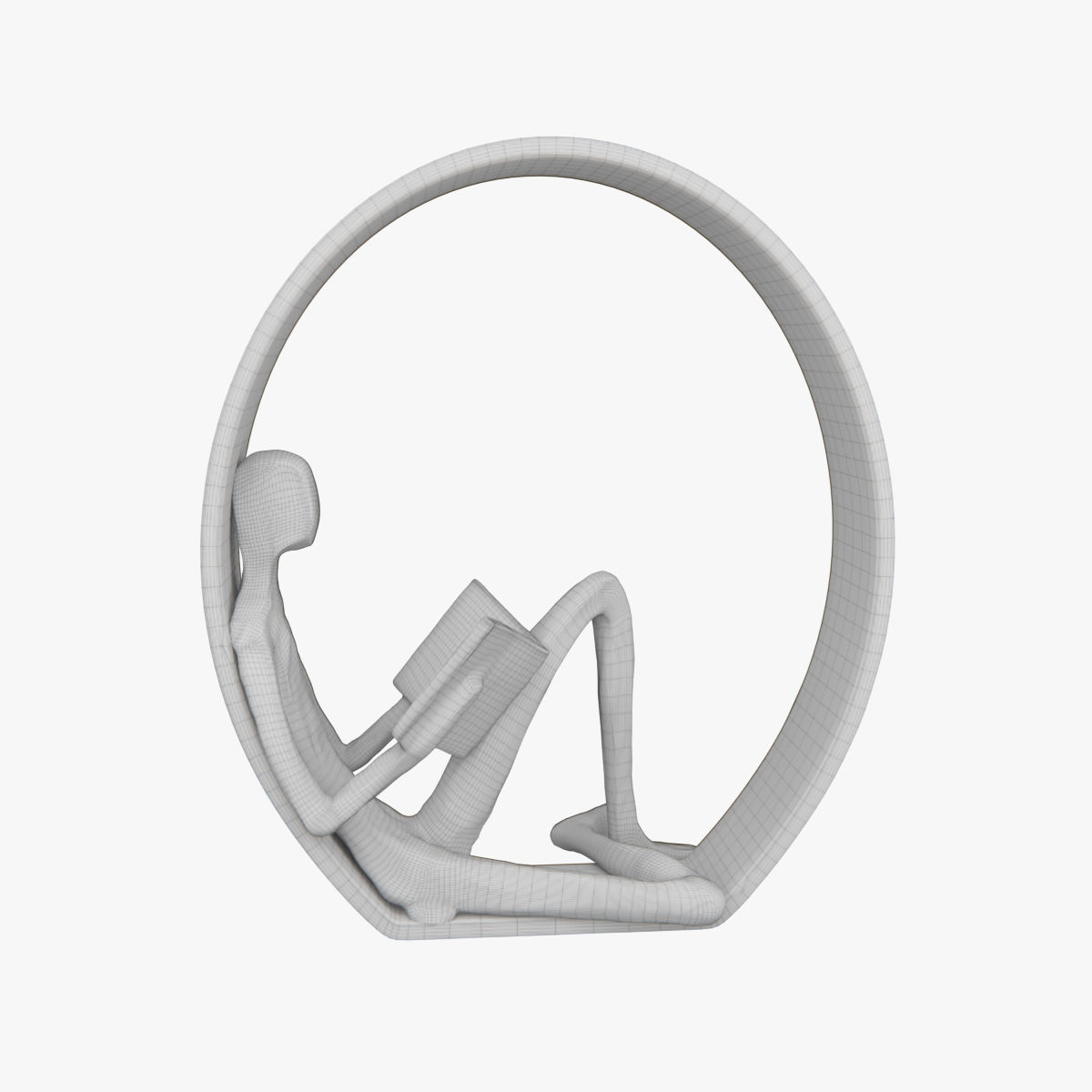 Danya B Encircled Reader Iron Sculpture 3D model_4