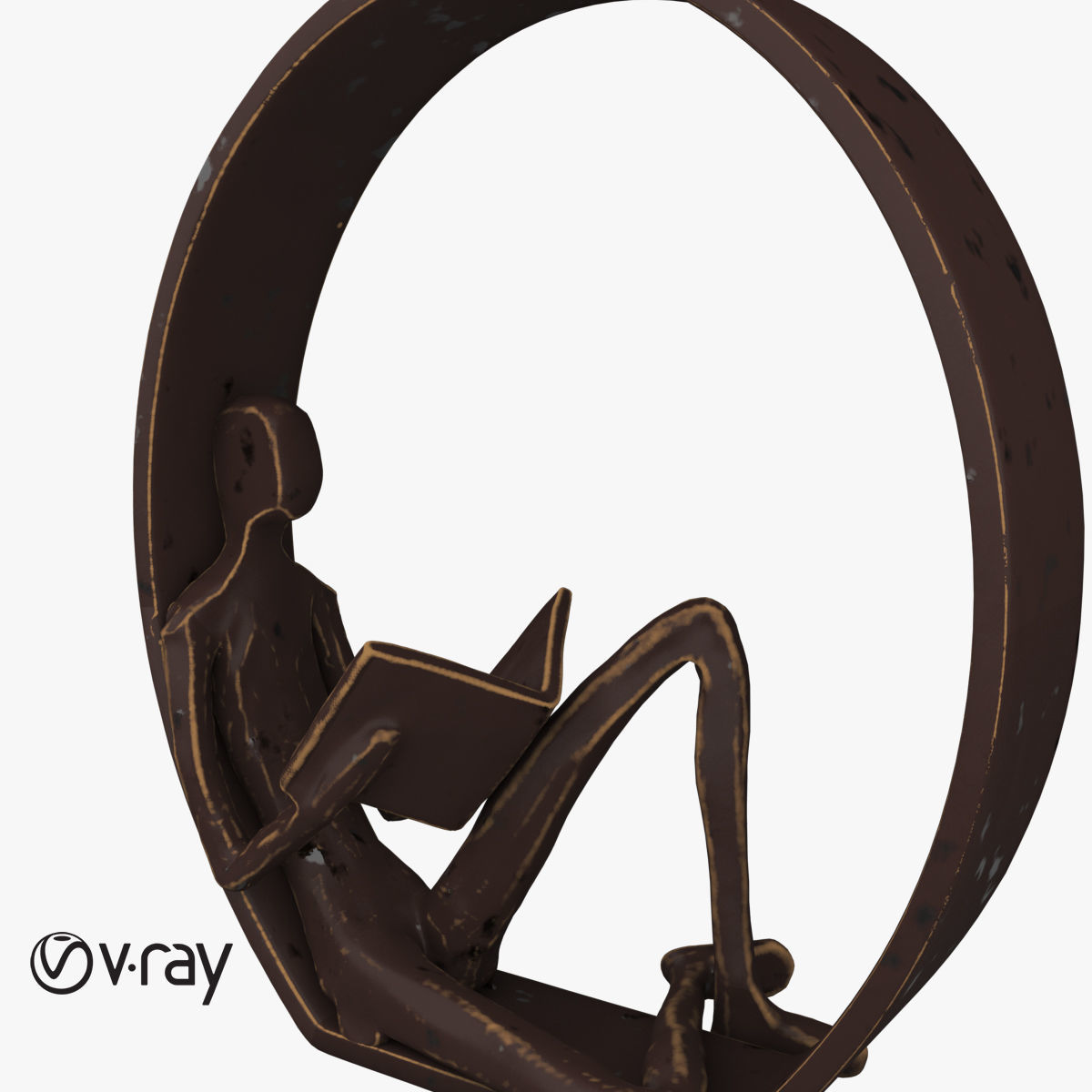 Danya B Encircled Reader Iron Sculpture 3D model_3