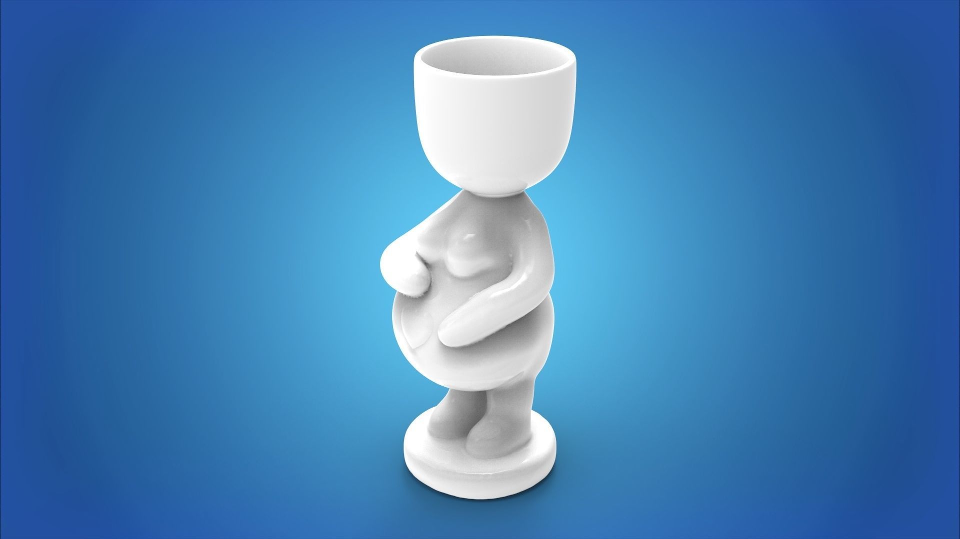 Adorable Pregnant Woman Planter 3D print model_1