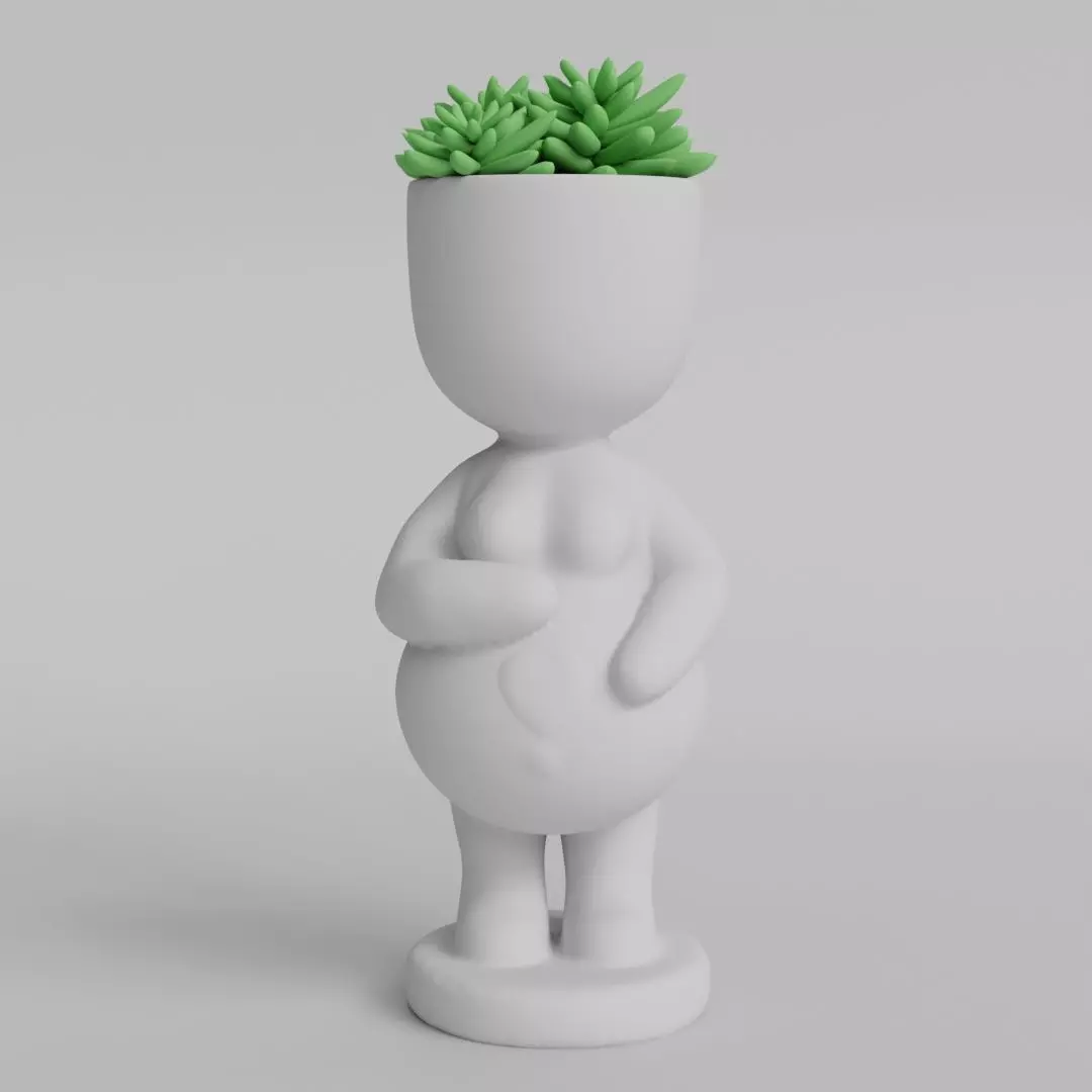 Adorable Pregnant Woman Planter 3D print model_0