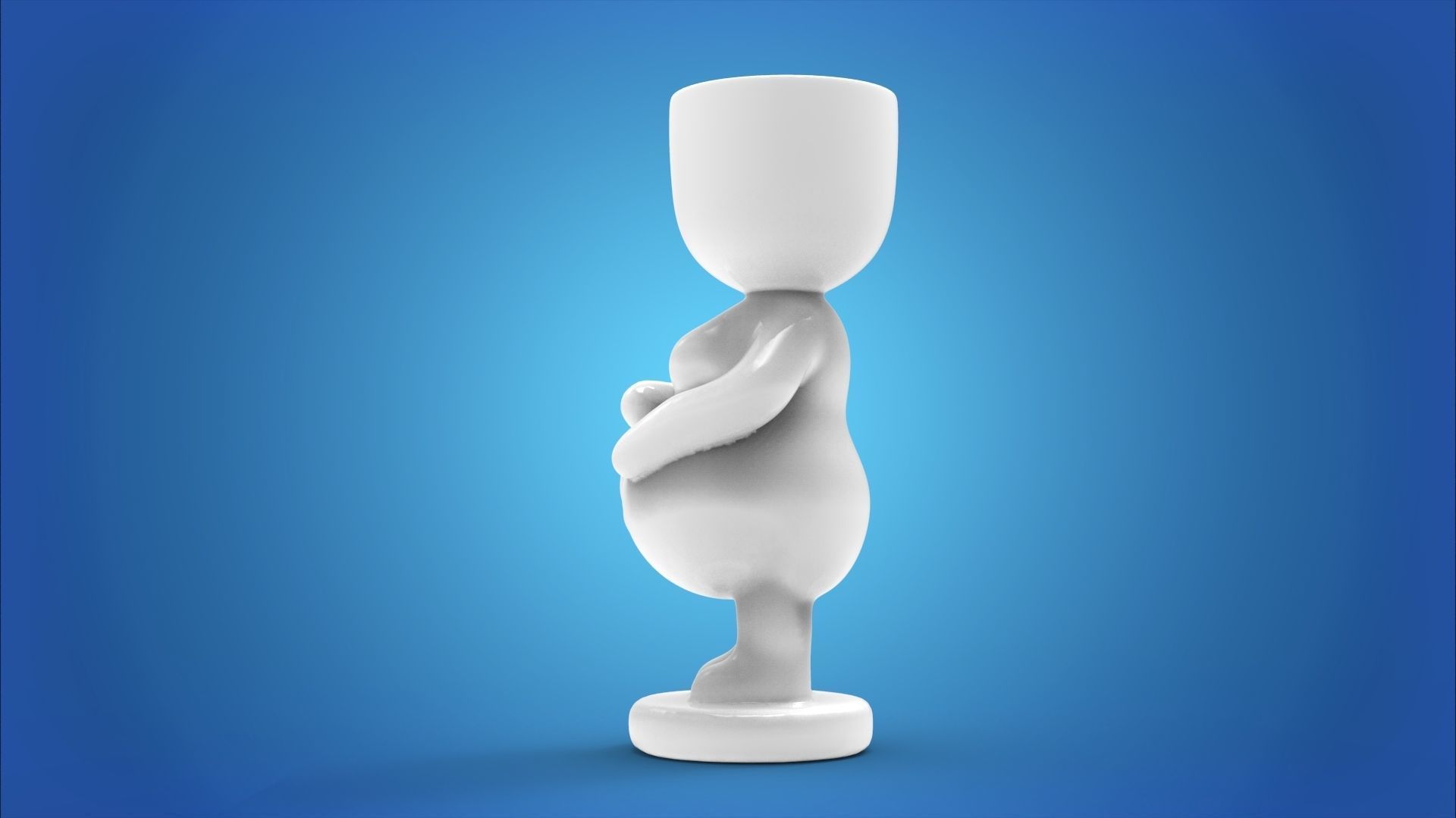 Adorable Pregnant Woman Planter 3D print model_10