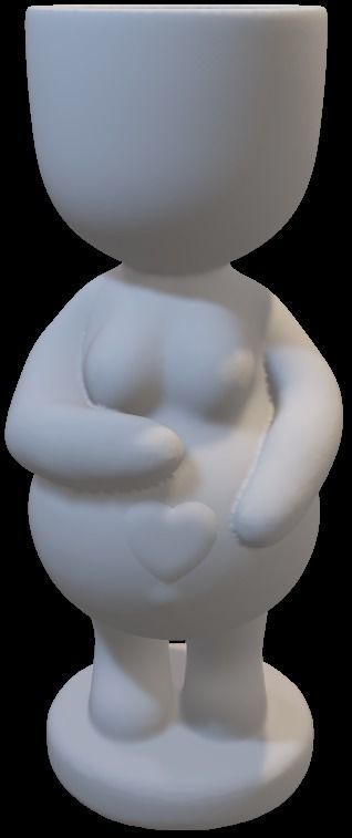 Adorable Pregnant Woman Planter 3D print model_5
