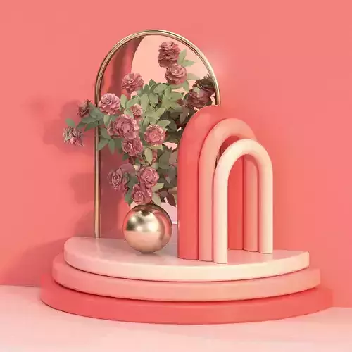 compo1 vase with flowers and mirror