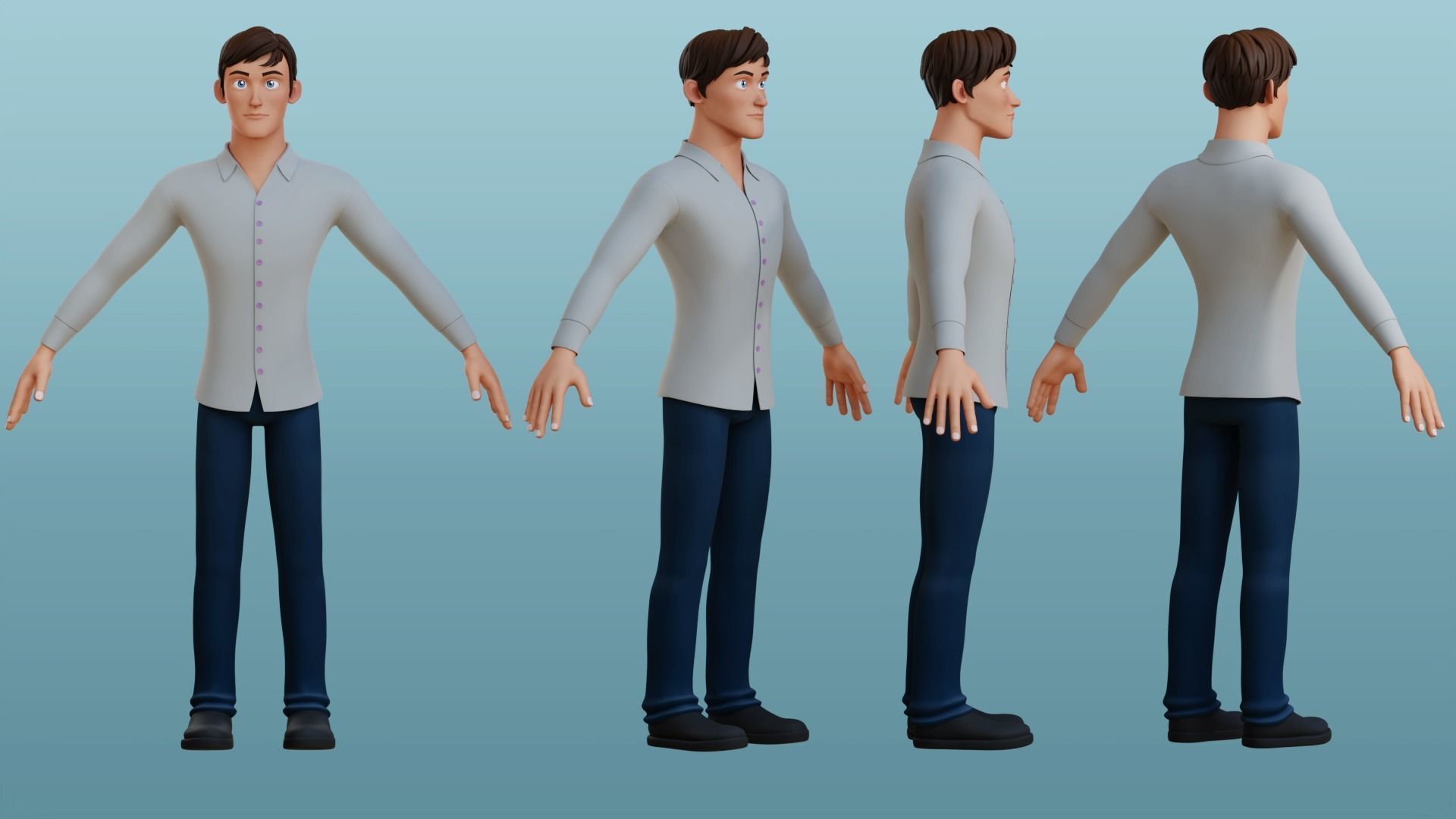Alex Cartoon Man Rig 3D model_4
