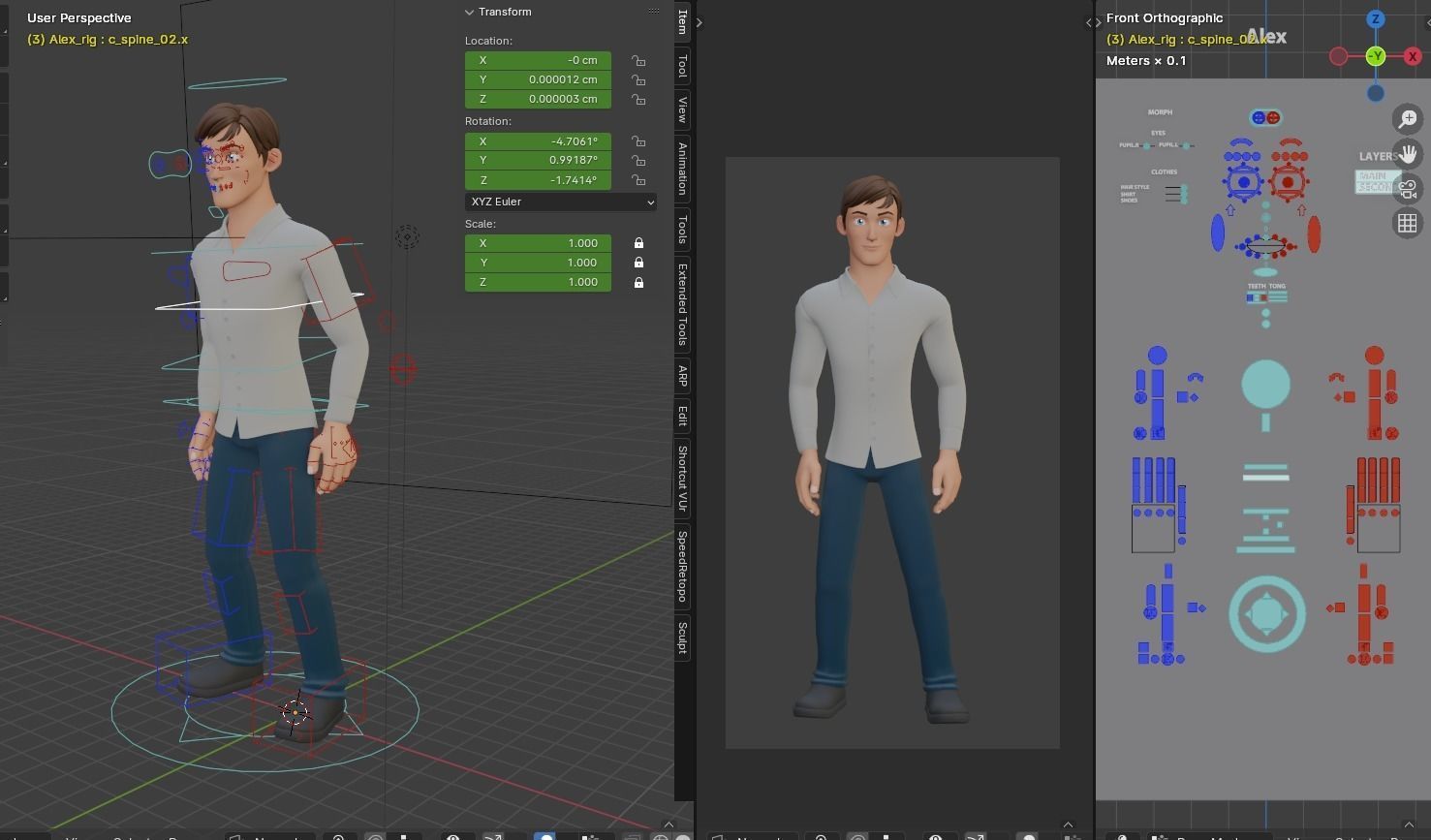 Alex Cartoon Man Rig 3D model_6