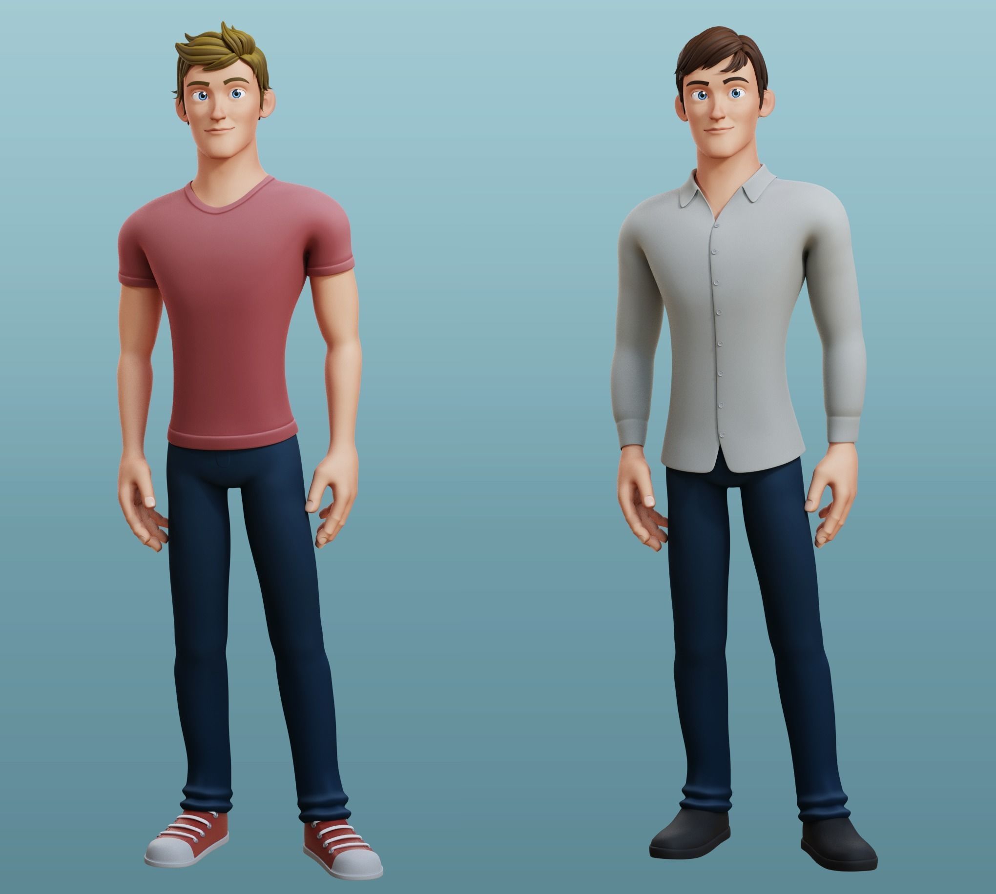 Alex Cartoon Man Rig 3D model_2