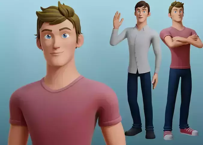 Alex Cartoon Man Rig 3D model