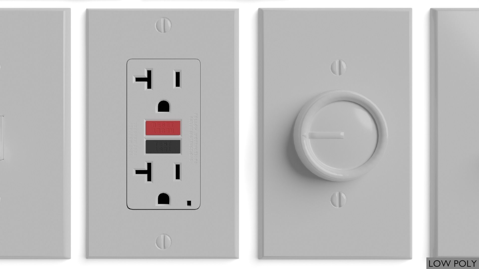 Light switches and outlets High Poly AND Low Poly pack 1  Low-poly 3D model_9