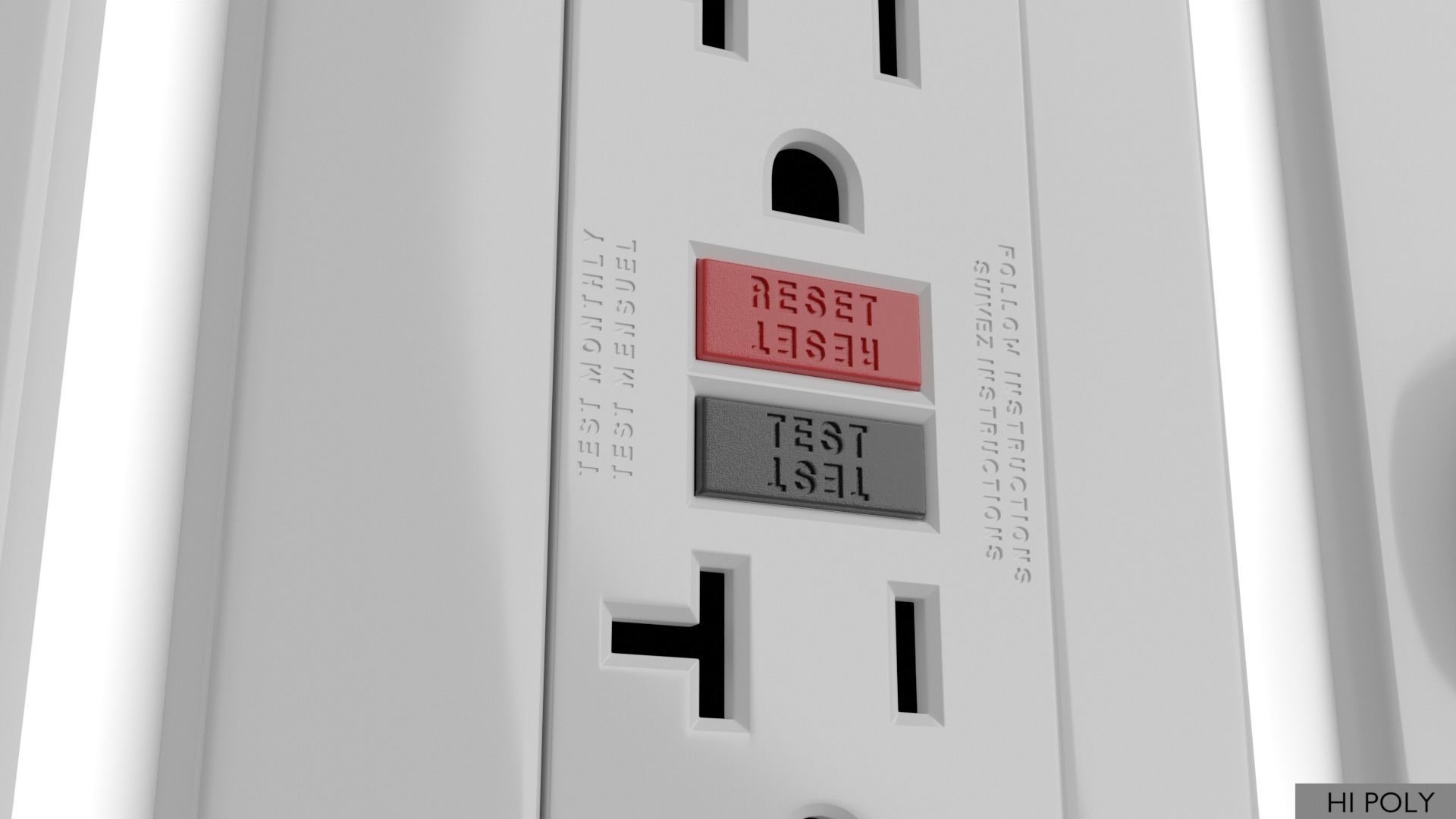 Light switches and outlets High Poly AND Low Poly pack 1  Low-poly 3D model_28