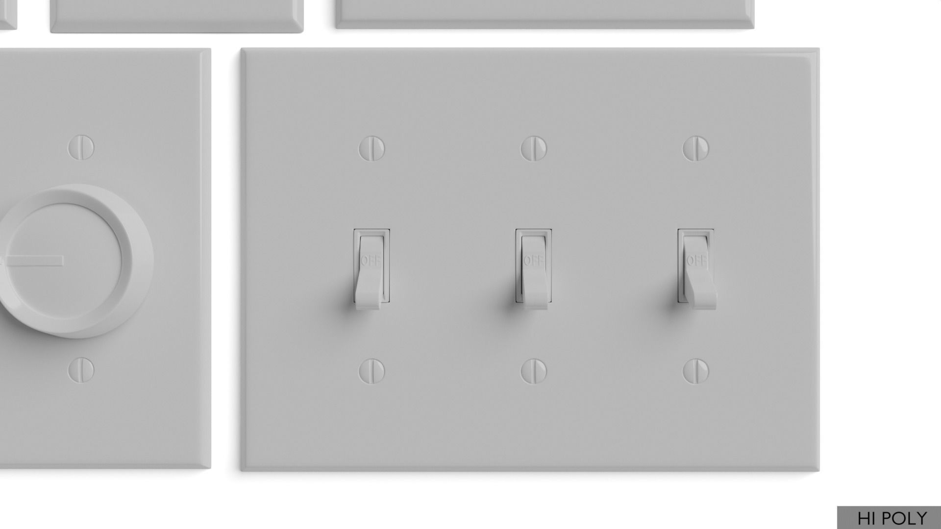 Light switches and outlets High Poly AND Low Poly pack 1  Low-poly 3D model_26