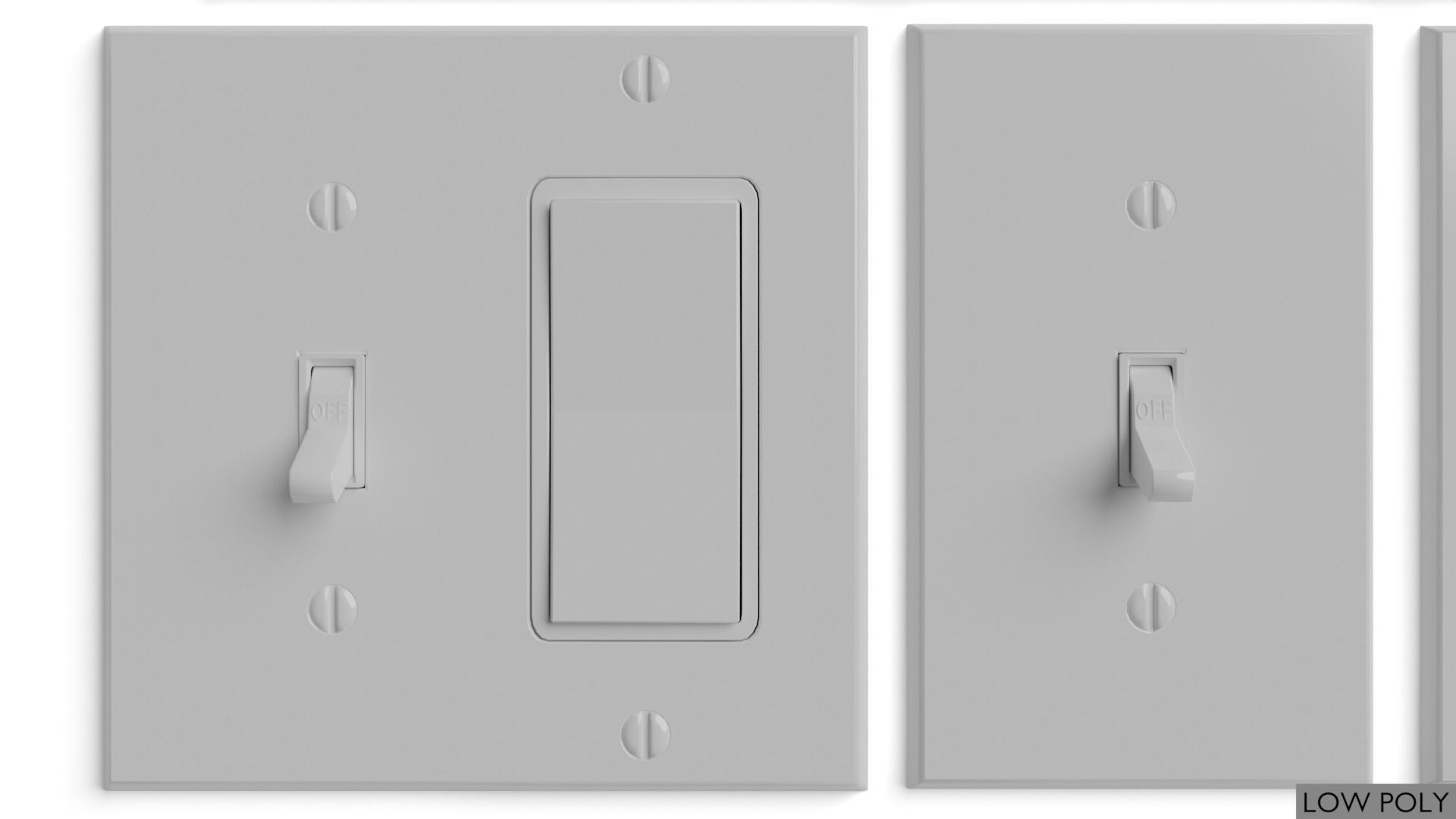 Light switches and outlets High Poly AND Low Poly pack 1  Low-poly 3D model_8