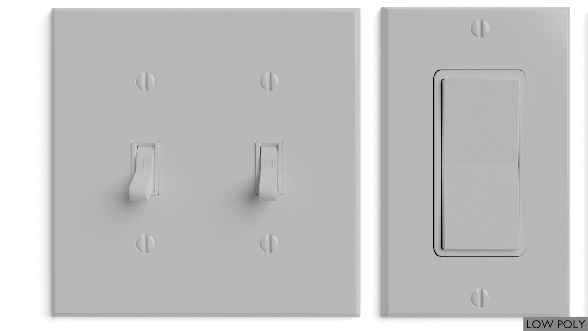 Light switches and outlets High Poly AND Low Poly pack 1  Low-poly 3D model_3