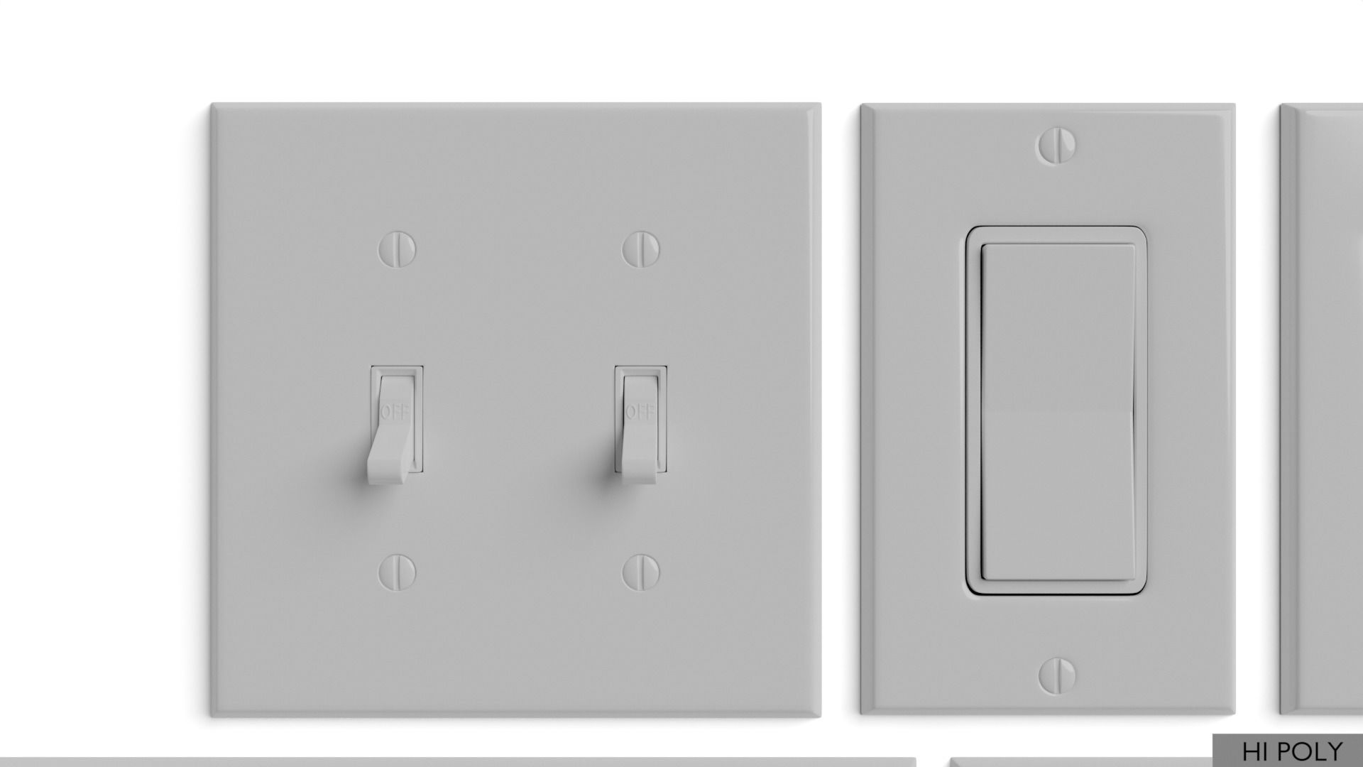 Light switches and outlets High Poly AND Low Poly pack 1  Low-poly 3D model_18