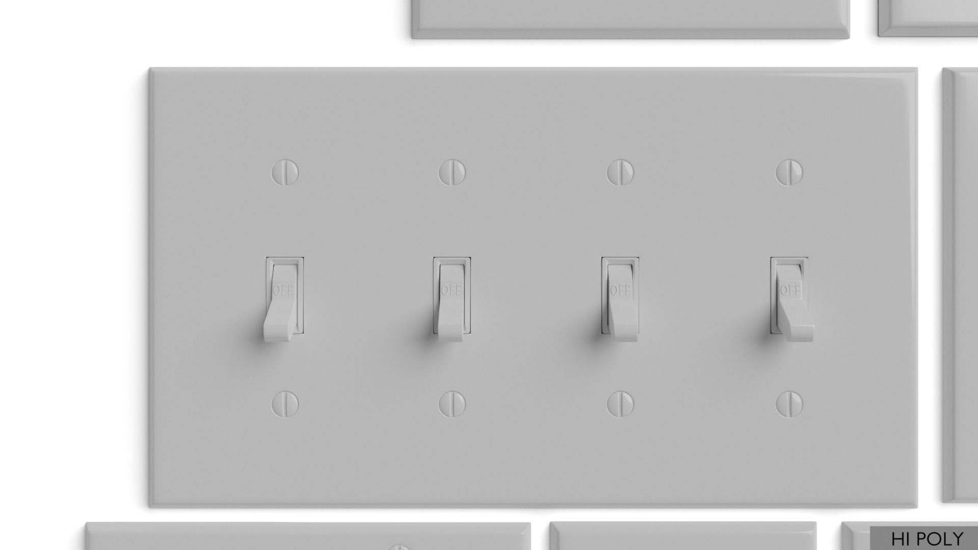 Light switches and outlets High Poly AND Low Poly pack 1  Low-poly 3D model_20