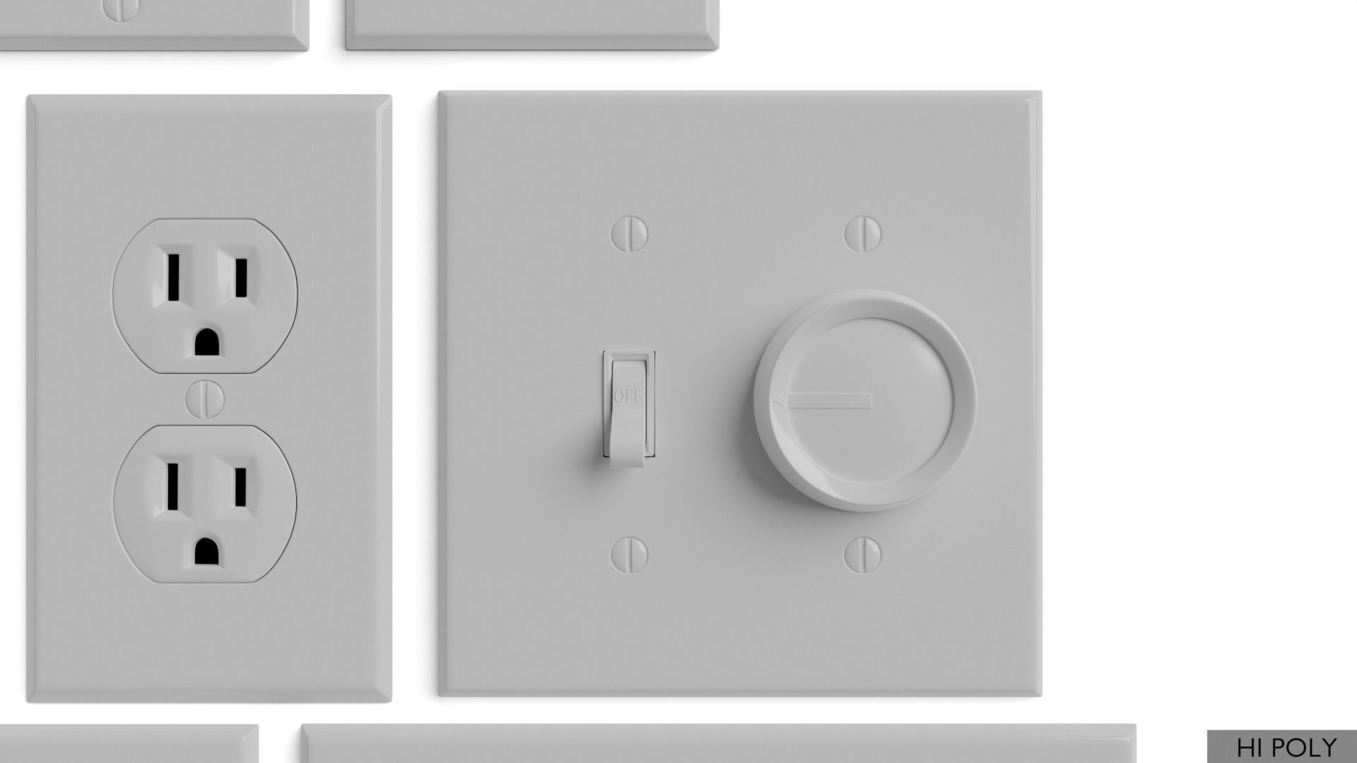 Light switches and outlets High Poly AND Low Poly pack 1  Low-poly 3D model_22