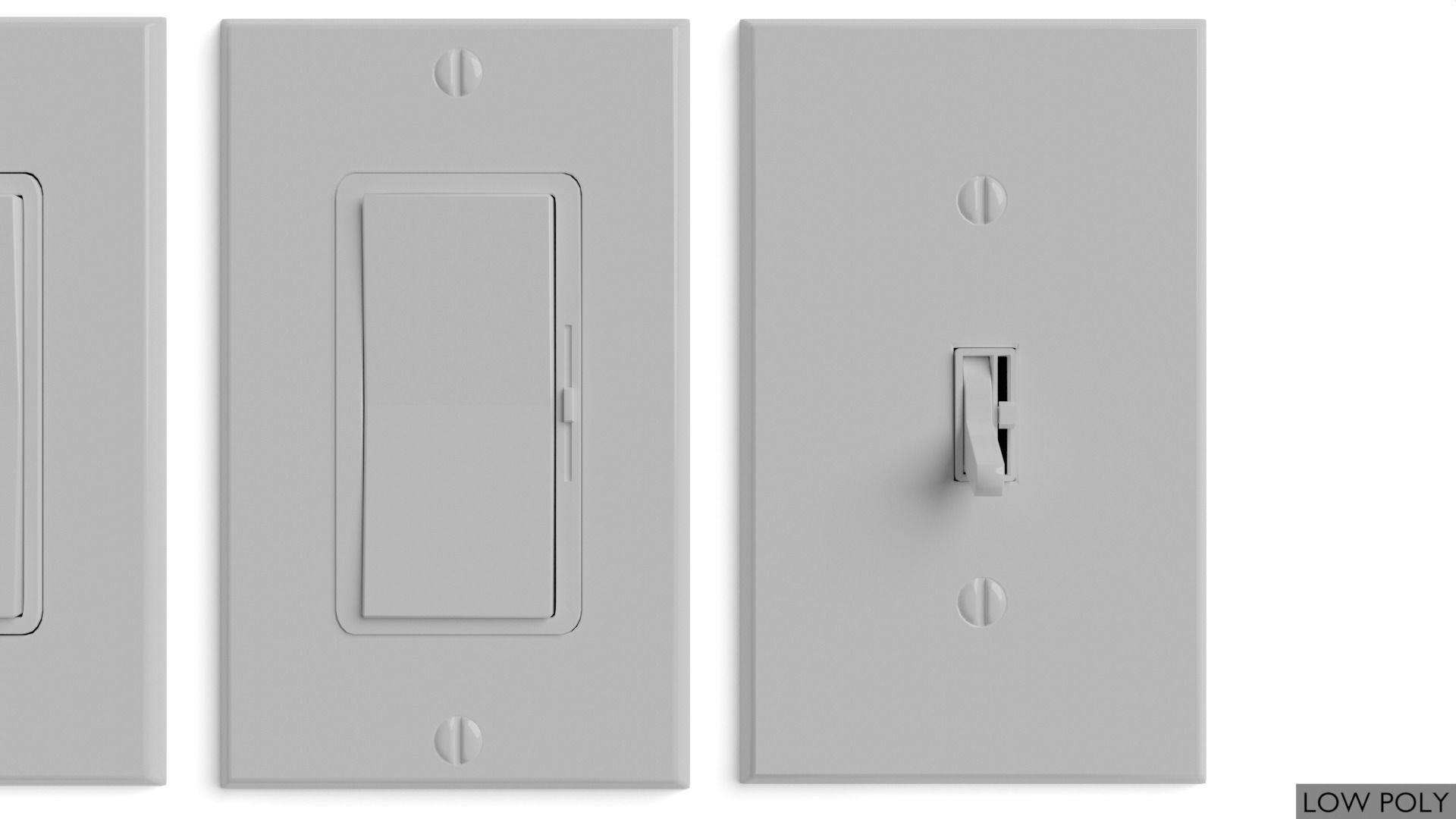 Light switches and outlets High Poly AND Low Poly pack 1  Low-poly 3D model_4