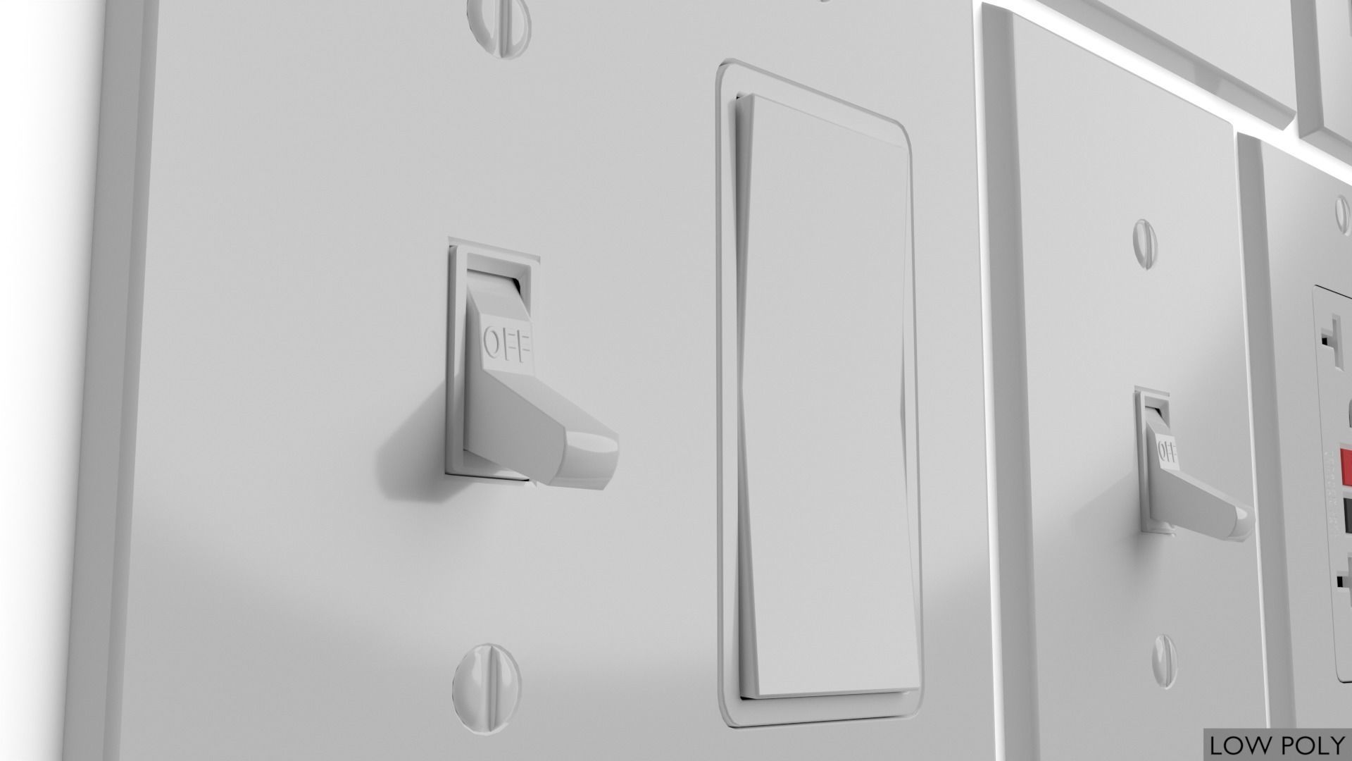 Light switches and outlets High Poly AND Low Poly pack 1  Low-poly 3D model_15