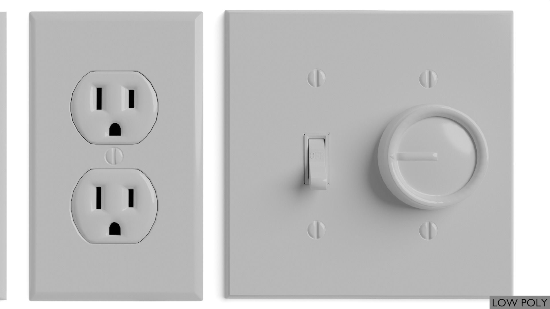 Light switches and outlets High Poly AND Low Poly pack 1  Low-poly 3D model_7