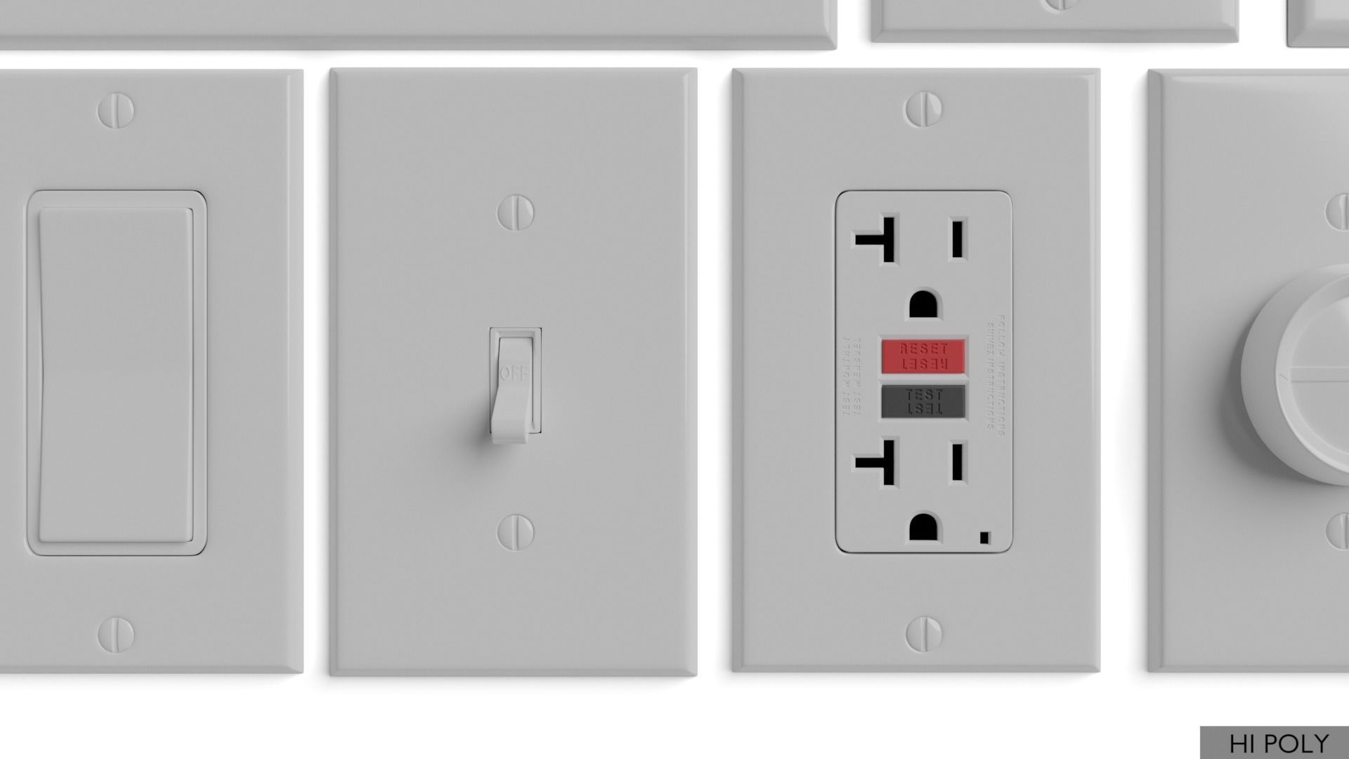 Light switches and outlets High Poly AND Low Poly pack 1  Low-poly 3D model_24