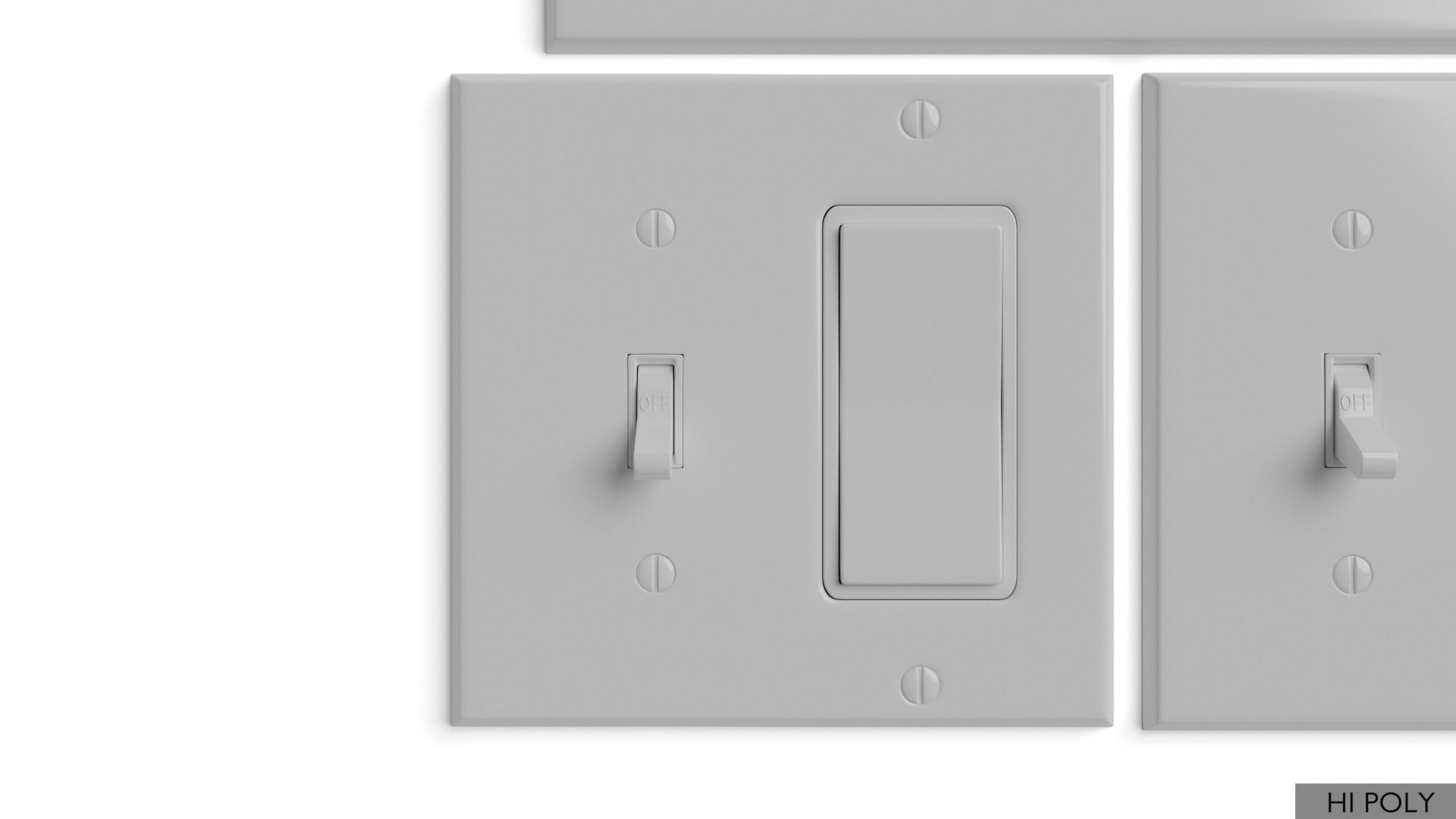 Light switches and outlets High Poly AND Low Poly pack 1  Low-poly 3D model_23