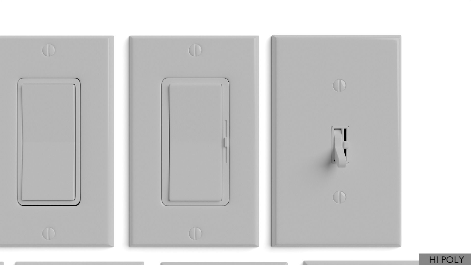 Light switches and outlets High Poly AND Low Poly pack 1  Low-poly 3D model_19
