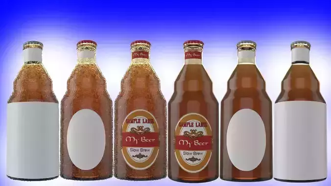 Beer Bottle with Beer v01 3D model
