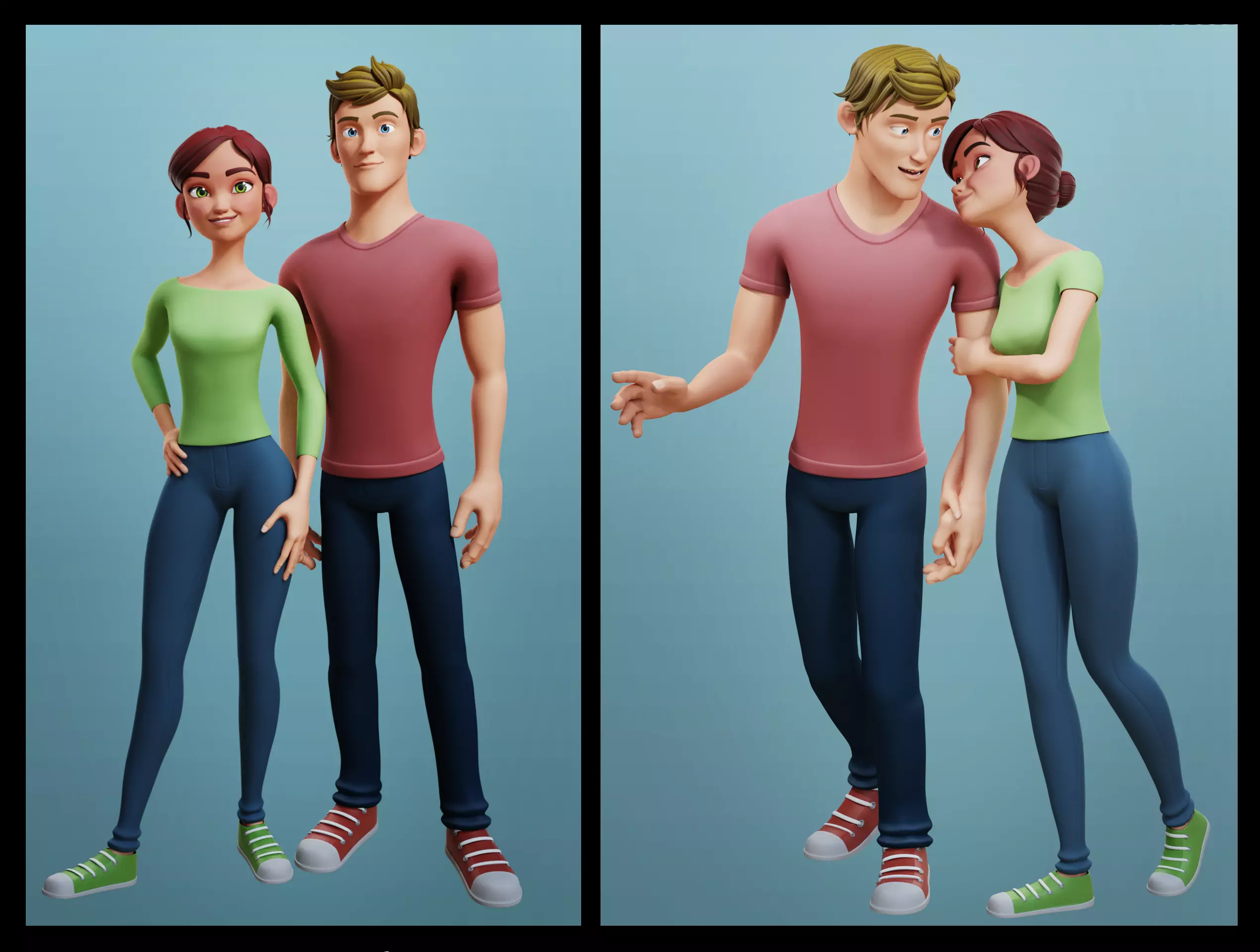 Nina and Alex Cartoon Rigs 3D model_0