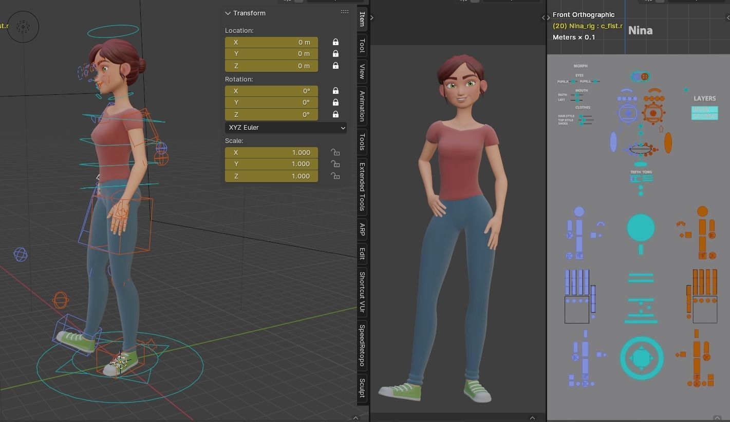 Nina and Alex Cartoon Rigs 3D model_4